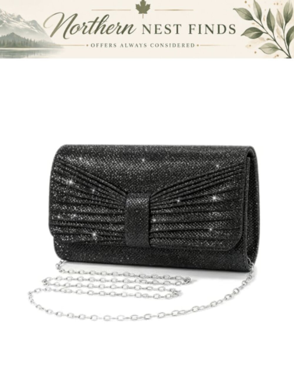 Womens Sparkling Glitter Clutch Evening Bag Detachable Chain Envelope Handbag